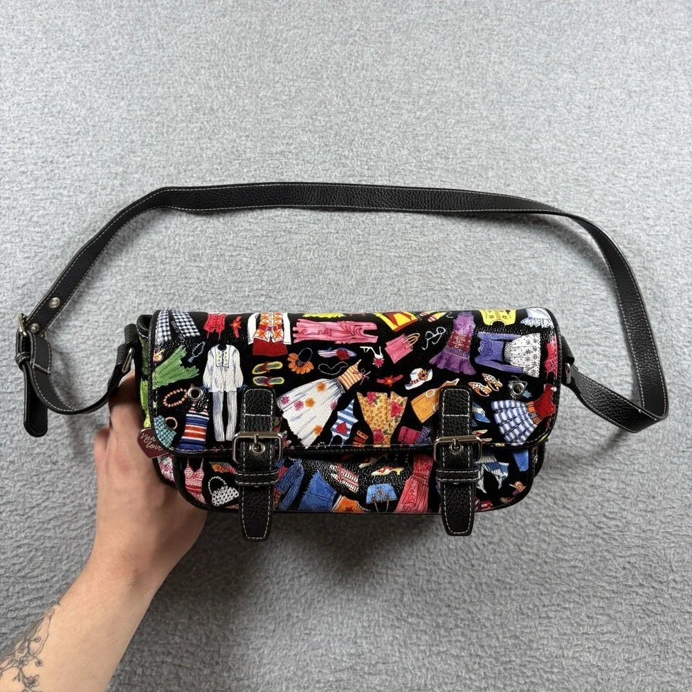 ⁠Vtg 2003 Sydney Love Fashion Print Crossbody Shoulder Bag Purse Y2K Novelty